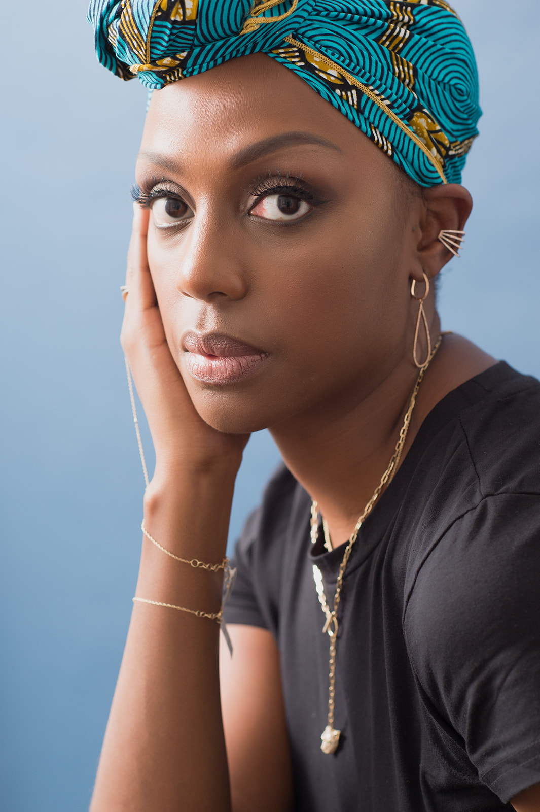 portrait of woman in headscarf. branding portraits by Erin Borzellino